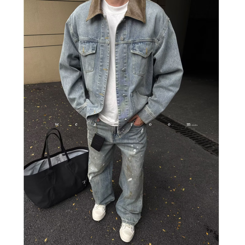 Muška corduroy jakna s reverom, kapuljačom, bočne džepove, jesen 2025