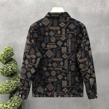 Muška traper jakna, etnički stil, rever ovratnik, slobodan kroj, pamuk