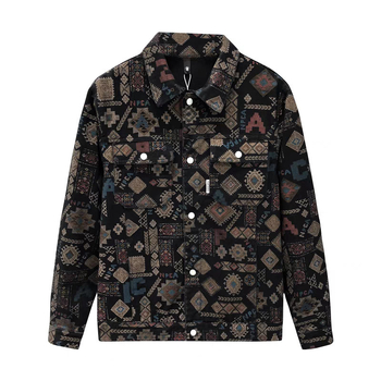 Muška traper jakna, etnički stil, rever ovratnik, slobodan kroj, pamuk