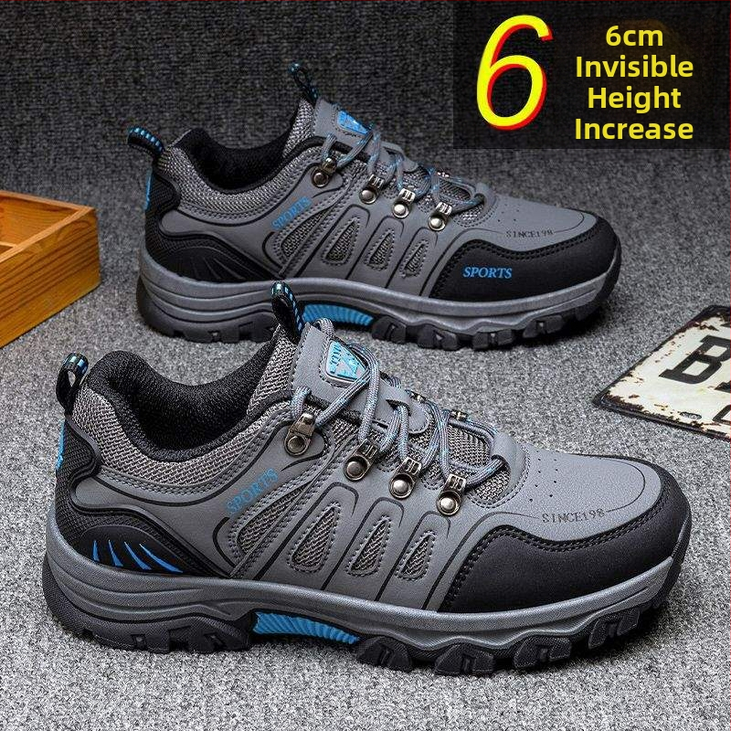 Мъжки походни обувки — противохлъзващи, износоустойчиви, вътрешно повдигане на петата, мрежеста горна част, есенно-зимни