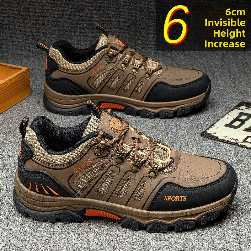 Мъжки походни обувки — противохлъзващи, износоустойчиви, вътрешно повдигане на петата, мрежеста горна част, есенно-зимни