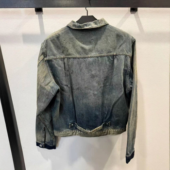 Unisex traper jakna od pamuka s izbrušenim završetkom, nabori, jednoredno kopčanje, labav kroj, bočne džepove