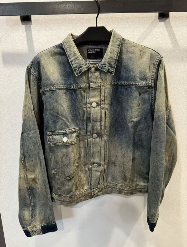 Unisex traper jakna od pamuka s izbrušenim završetkom, nabori, jednoredno kopčanje, labav kroj, bočne džepove