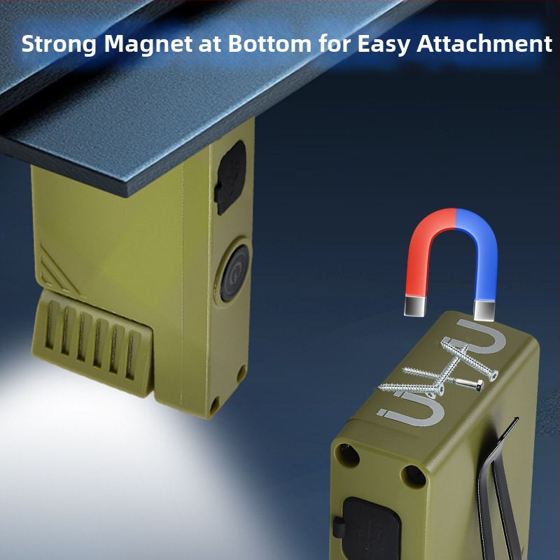Mini pracovné svetlo s nabíjateľným zdrojom, otočné, s magnetickým klipom na čiapku — model JC-306, napätie 3,6 V, ABS šasi, životnosť 1 000 000 hodín
