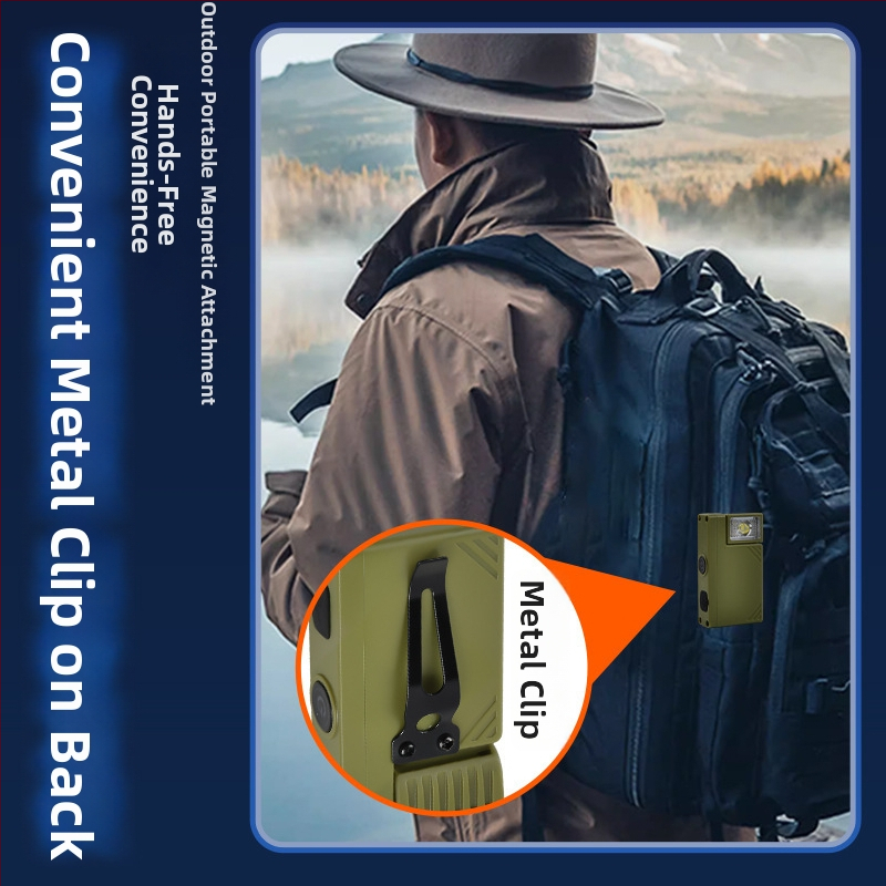 Mini pracovné svetlo s nabíjateľným zdrojom, otočné, s magnetickým klipom na čiapku — model JC-306, napätie 3,6 V, ABS šasi, životnosť 1 000 000 hodín