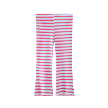 Pantaloni tricotati din bumbac pentru fetițe, floral, talie medie, 96% bumbac, talie cu elastic, primăvară–toamnă, vârsta 3–8 ani