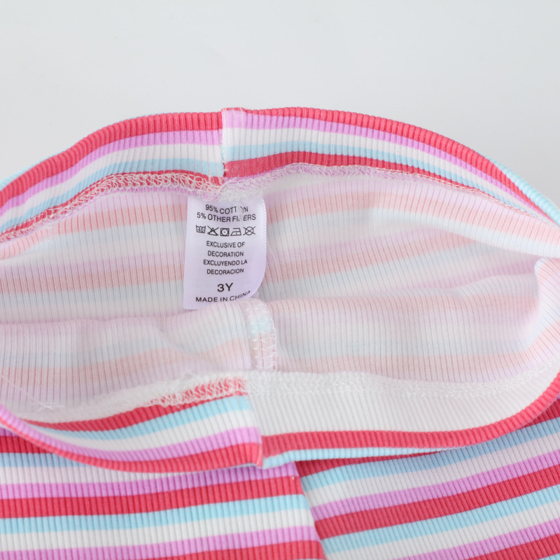 Pantaloni tricotati din bumbac pentru fetițe, floral, talie medie, 96% bumbac, talie cu elastic, primăvară–toamnă, vârsta 3–8 ani