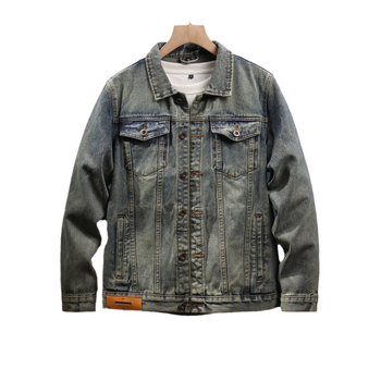 Férfi denim dzseki - Minimalista, Laza szabású, Mosott pamut, Ősz 2024