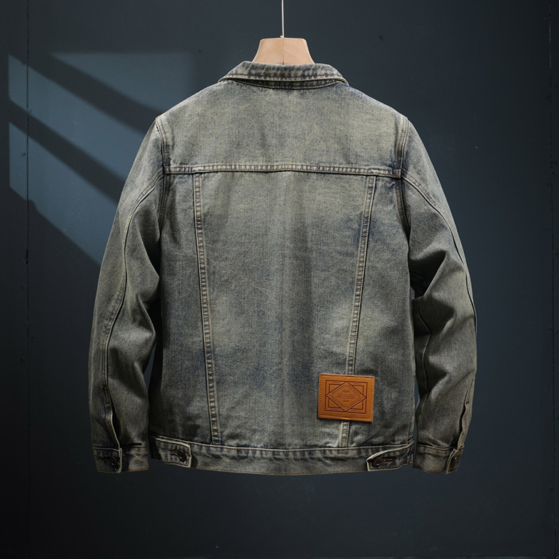 Férfi denim dzseki - Minimalista, Laza szabású, Mosott pamut, Ősz 2024