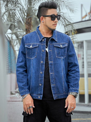 Denim dzseki tavaszra–őszre rever gallér, egysoros záródás, hosszú ujjú, patch zsebek