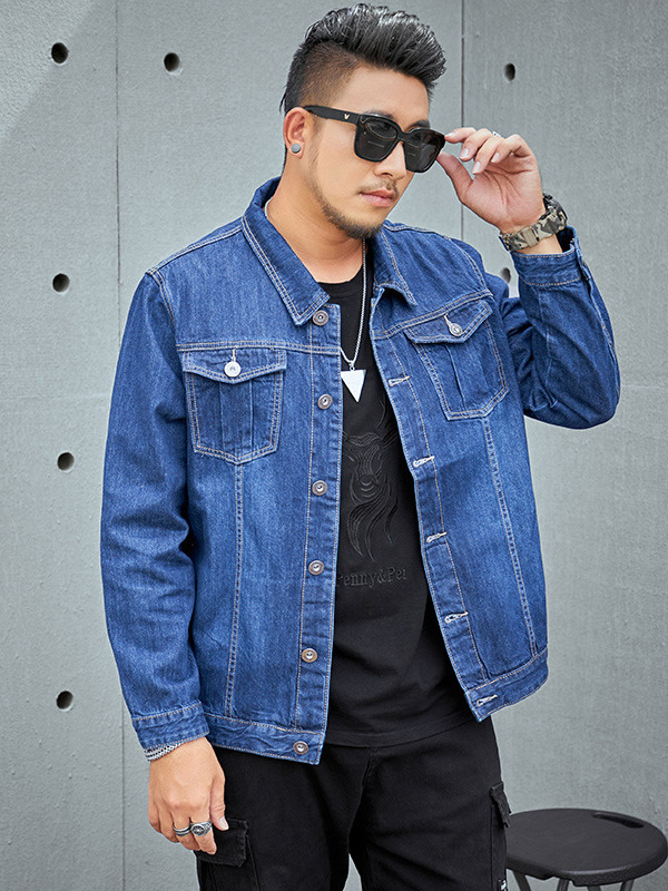 Denim dzseki tavaszra–őszre rever gallér, egysoros záródás, hosszú ujjú, patch zsebek