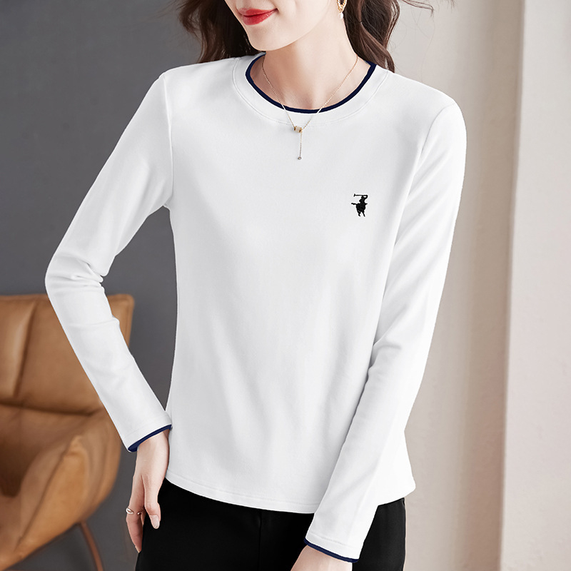 Ženski pamukasti T-shirt s dugim rukavima, opuštenog kroja, okrugli izrez, japansko-korejski casual stil
