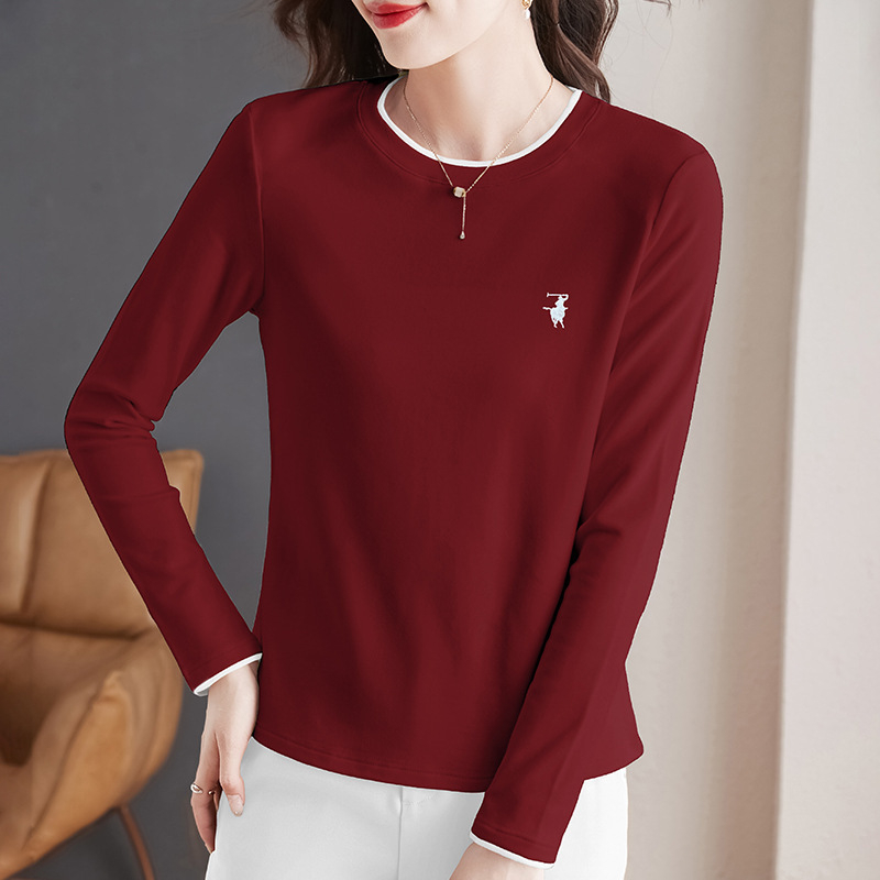 Ženski pamukasti T-shirt s dugim rukavima, opuštenog kroja, okrugli izrez, japansko-korejski casual stil