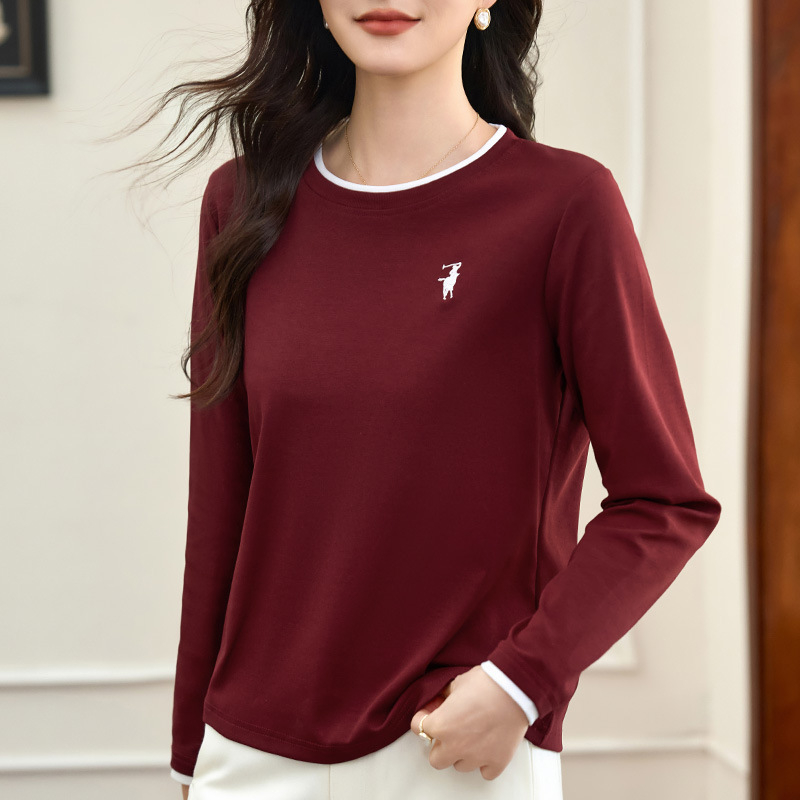 Ženski pamukasti T-shirt s dugim rukavima, opuštenog kroja, okrugli izrez, japansko-korejski casual stil