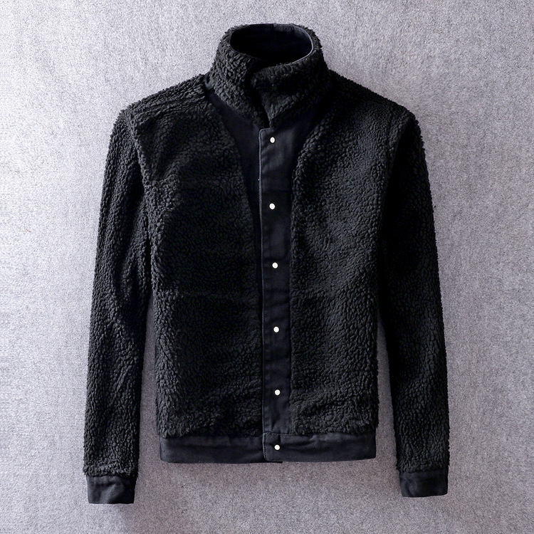 Koreai stílusú farmerdzseki fleece-béléssel, karcsú szabás, gallér, egysoros záródás, téli