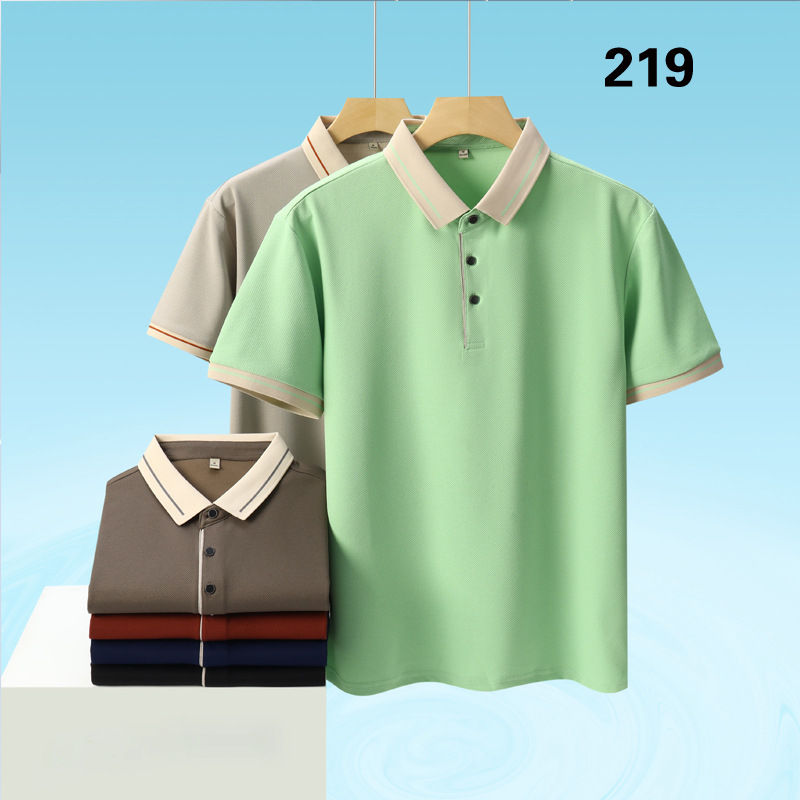 Поло риза от ice silk материя, тънък силует, къси ръкави, детайл бродерия