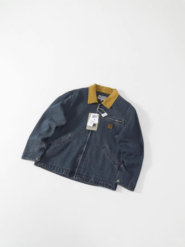 J97 denim jakna za muškarce, otporna na habanje i vjetar, zip zatvarač, rever ovratnik, labavi kroj, unutarnja podstava od pamuka, proljeće–jesen
