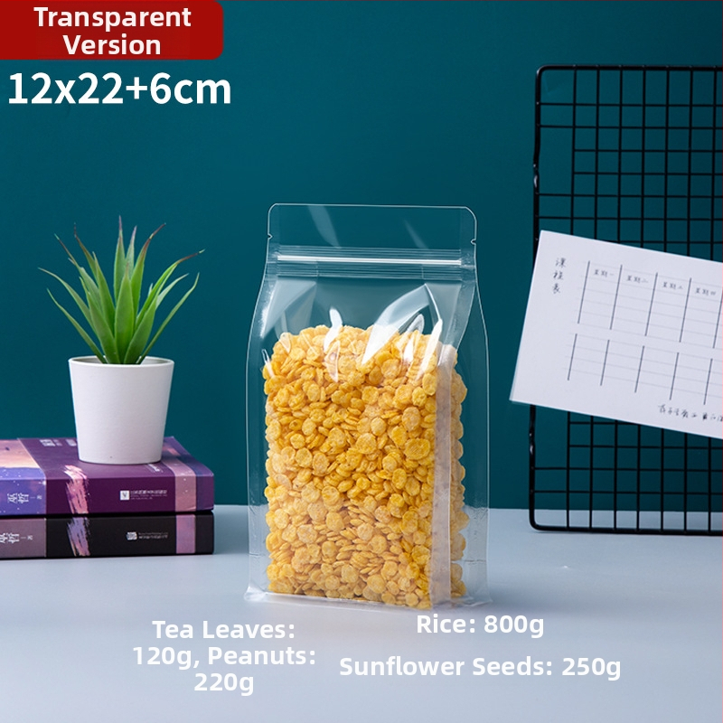 Priehľadný vrecko s ôsmimi stranami uzáveru, stojaci, matný povrch a zips (materiál: PET+PE; potravinárske balenie; dĺžka uzáveru 5–20 cm; licencia Guangdong XK-16-204-11317)