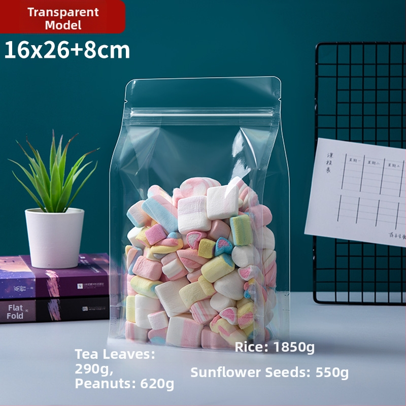 Priehľadný vrecko s ôsmimi stranami uzáveru, stojaci, matný povrch a zips (materiál: PET+PE; potravinárske balenie; dĺžka uzáveru 5–20 cm; licencia Guangdong XK-16-204-11317)