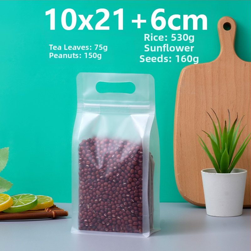 Priehľadný vrecko s ôsmimi stranami uzáveru, stojaci, matný povrch a zips (materiál: PET+PE; potravinárske balenie; dĺžka uzáveru 5–20 cm; licencia Guangdong XK-16-204-11317)