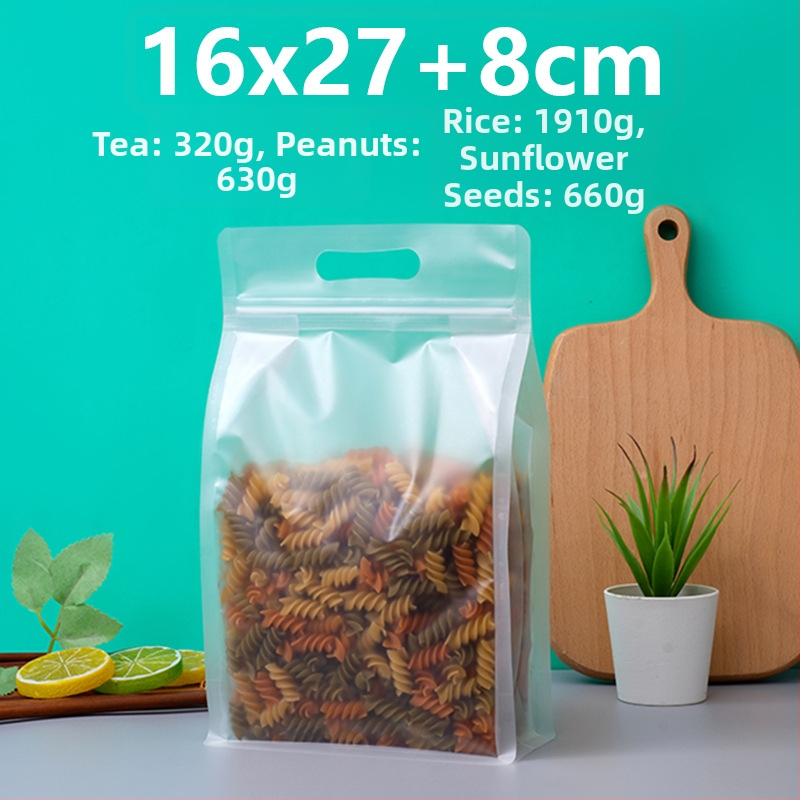 Priehľadný vrecko s ôsmimi stranami uzáveru, stojaci, matný povrch a zips (materiál: PET+PE; potravinárske balenie; dĺžka uzáveru 5–20 cm; licencia Guangdong XK-16-204-11317)