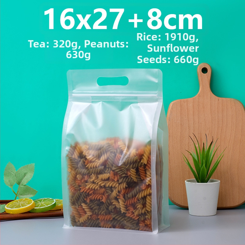 Priehľadný vrecko s ôsmimi stranami uzáveru, stojaci, matný povrch a zips (materiál: PET+PE; potravinárske balenie; dĺžka uzáveru 5–20 cm; licencia Guangdong XK-16-204-11317)