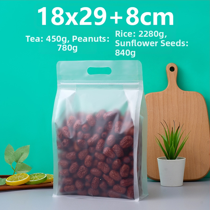 Priehľadný vrecko s ôsmimi stranami uzáveru, stojaci, matný povrch a zips (materiál: PET+PE; potravinárske balenie; dĺžka uzáveru 5–20 cm; licencia Guangdong XK-16-204-11317)