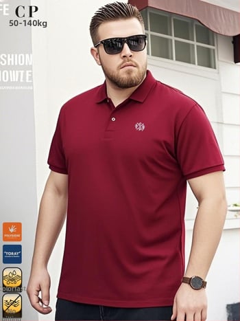 Памучна поло риза със японски ретро стил, свободен силует, къс ръкав, едноцветна, 95% памук