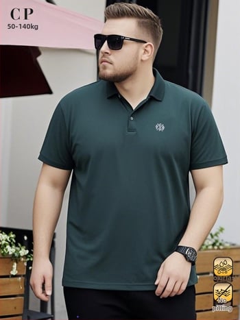 Памучна поло риза със японски ретро стил, свободен силует, къс ръкав, едноцветна, 95% памук