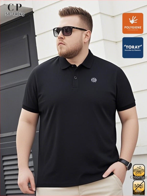 Памучна поло риза със японски ретро стил, свободен силует, къс ръкав, едноцветна, 95% памук