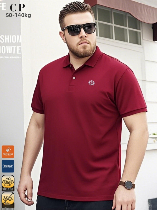 Памучна поло риза със японски ретро стил, свободен силует, къс ръкав, едноцветна, 95% памук