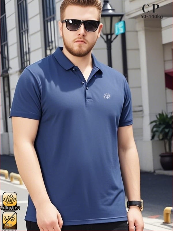 Памучна поло риза със японски ретро стил, свободен силует, къс ръкав, едноцветна, 95% памук