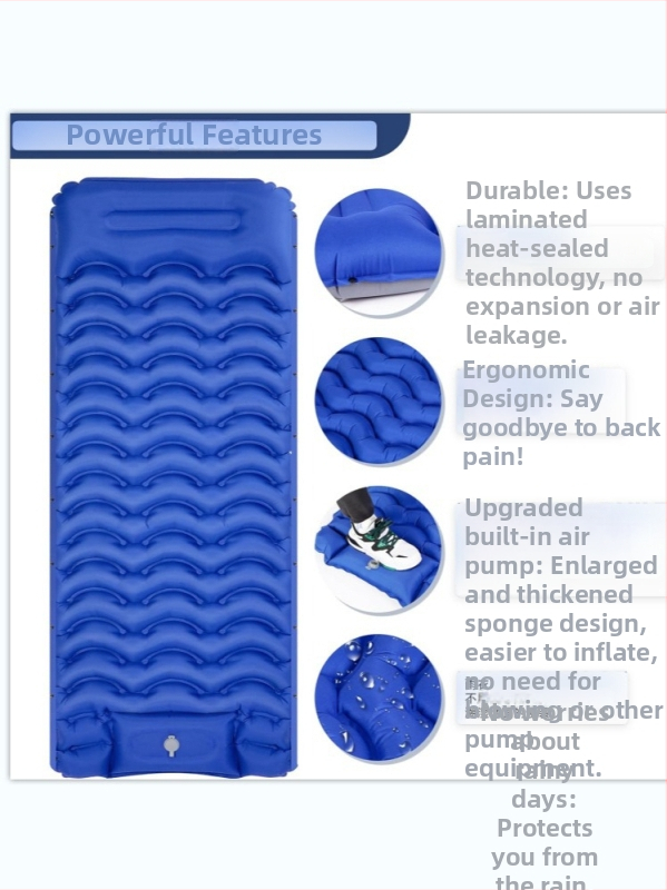 Prenosná TPU nafukovacia kempingová podložka, odolná voči vlhkosti, ručná pumpa, vhodná pre tínedžerov a dospelých, 0,85 kg