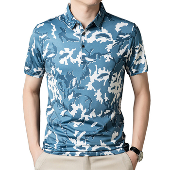 Мъжко поло с райета, свободна кройка, къс ръкав, полиестер 96%+, летен сезон 2025