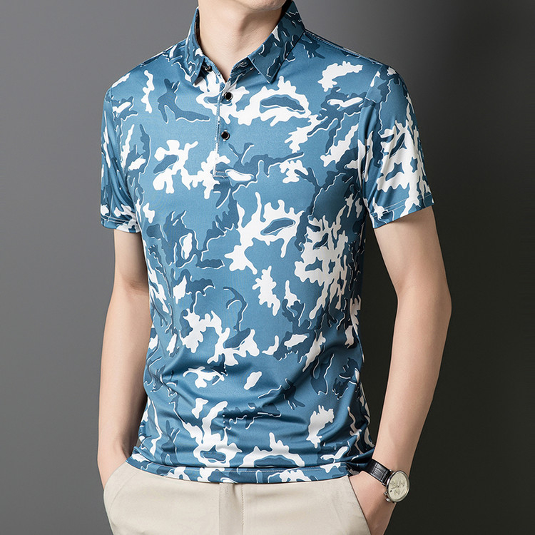 Мъжко поло с райета, свободна кройка, къс ръкав, полиестер 96%+, летен сезон 2025