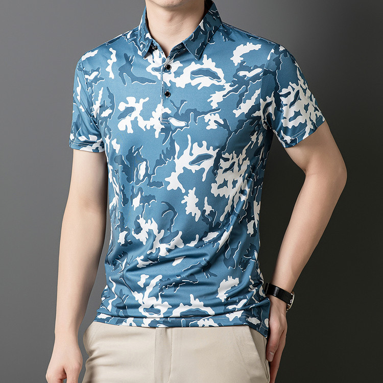 Мъжко поло с райета, свободна кройка, къс ръкав, полиестер 96%+, летен сезон 2025