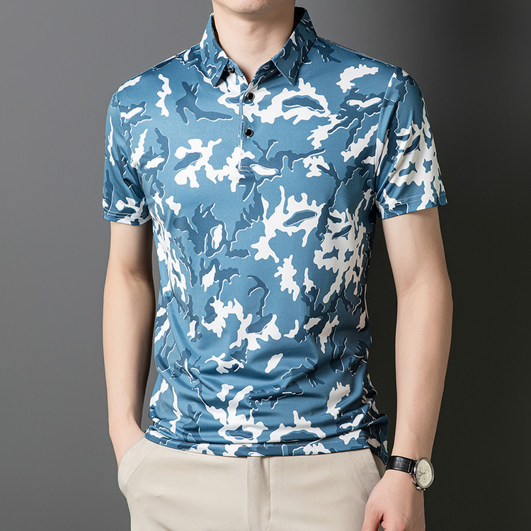 Мъжко поло с райета, свободна кройка, къс ръкав, полиестер 96%+, летен сезон 2025