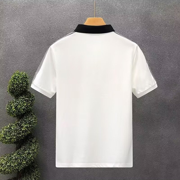 Поло риза с американски стил и контрастни панели, къс ръкав, свободен крой