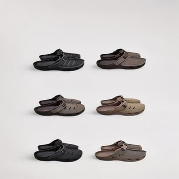 Sandale de plajă pentru bărbați – partea superioară din piele de vită, talpă EVA, închidere Velcro, 3 cm înălțime a călcâiului, respirante și antiderapante