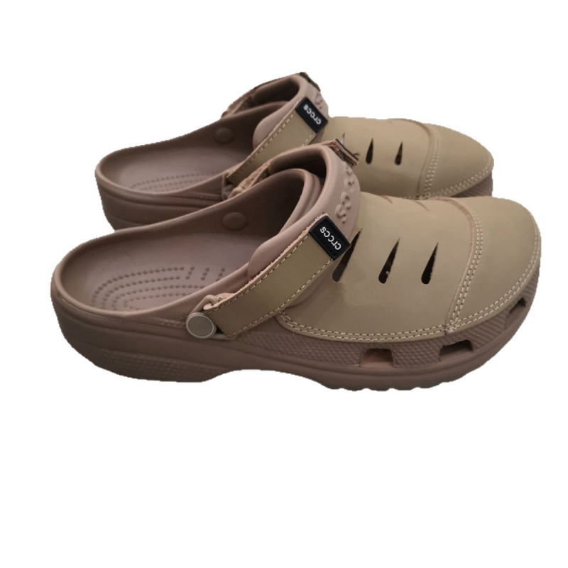 Sandale de plajă pentru bărbați – partea superioară din piele de vită, talpă EVA, închidere Velcro, 3 cm înălțime a călcâiului, respirante și antiderapante