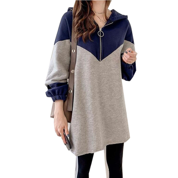 Ženska jakna s fleece podstavom i kapuljom, opuštena silueta, srednja duljina (65–80 cm), poliester