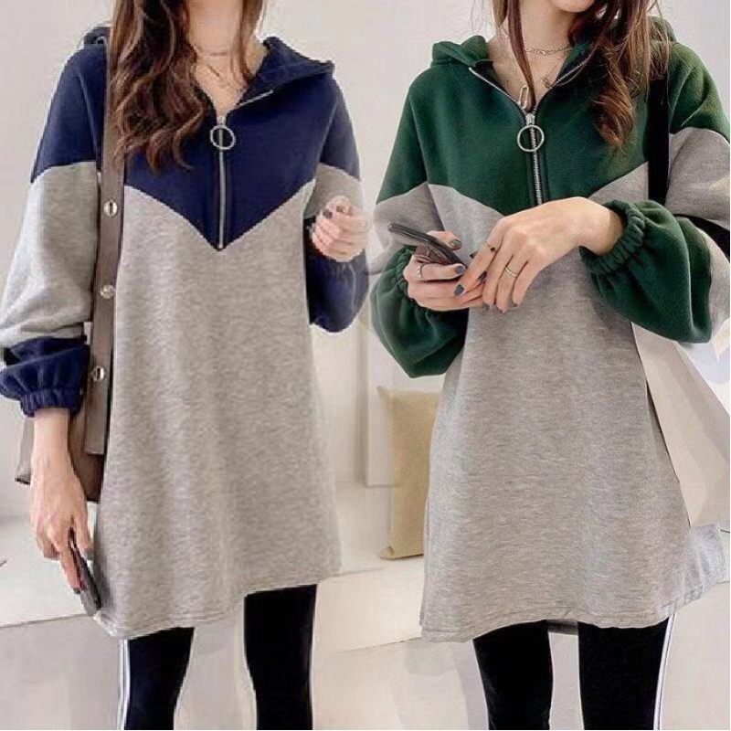 Ženska jakna s fleece podstavom i kapuljom, opuštena silueta, srednja duljina (65–80 cm), poliester