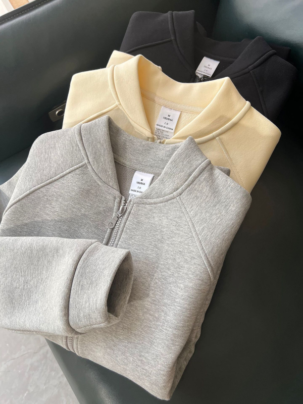 Casual kardigan sa zipom, stojeći ovratnik, raglan rukavi