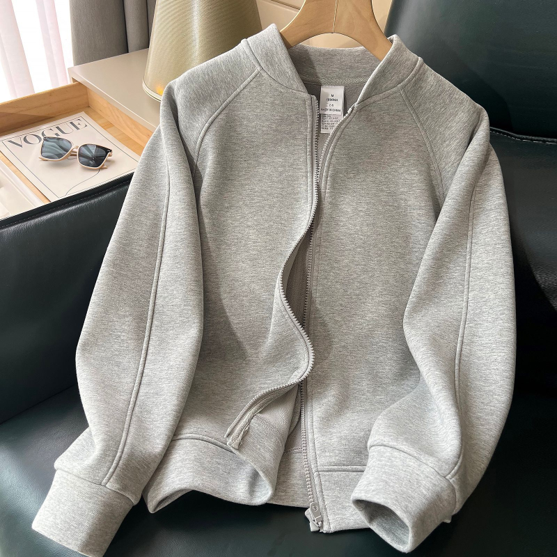 Casual kardigan sa zipom, stojeći ovratnik, raglan rukavi