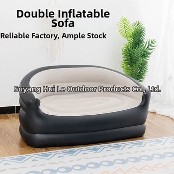 Φουσκωτός καναπές PVC με βελούδινη επιφάνεια για 2 άτομα, κατάλληλος για εσωτερική/εξωτερική χρήση, πτυσσόμενος, πλήρωση με αντλία αέρα, μοντέλο Srsf