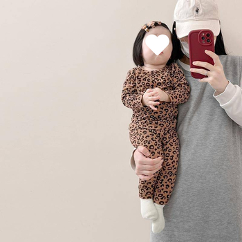 Dječji dvodijelni set s leopardnim uzorkom, od regenerirane celulozne vlaknine, za proljeće, jesen i zimu, unisex