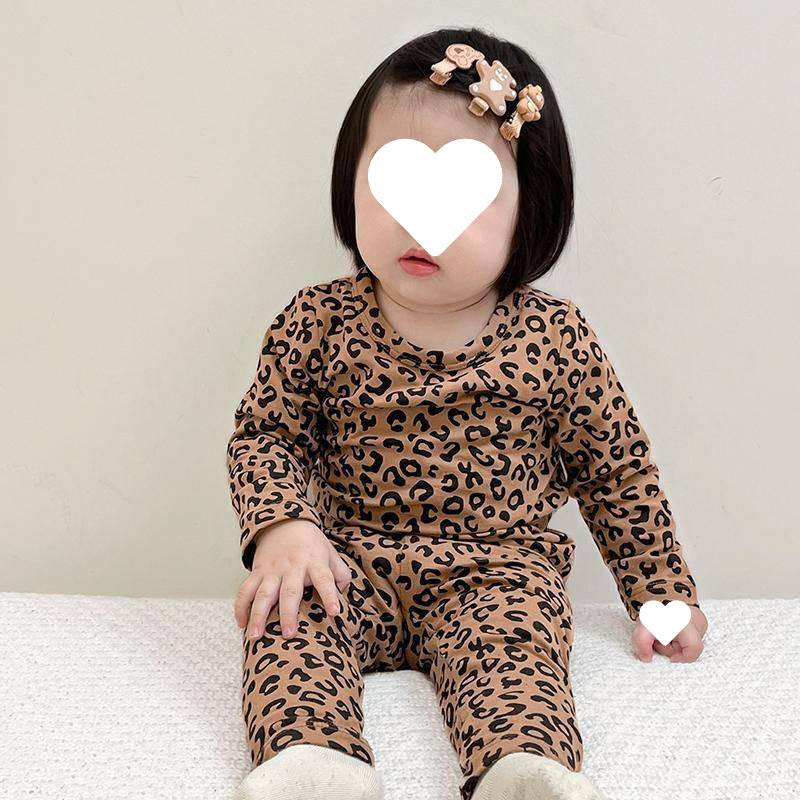 Dječji dvodijelni set s leopardnim uzorkom, od regenerirane celulozne vlaknine, za proljeće, jesen i zimu, unisex