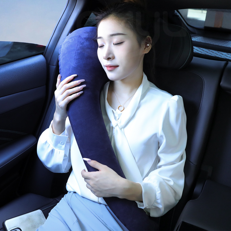 Μαξιλάρι αυχένα για μεγάλα ταξίδια — φουσκωτό, ύφασμα από συνθετικό PVC, σχεδιασμός για ύπνο στην πλάγια θέση