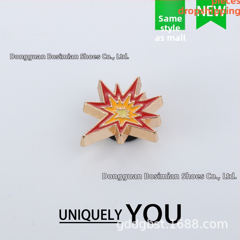 Crocs‑štýl papuče príslušenstvo s kovovým rhinestone kvetom a sponou v tvare basketbalu – vhodné pre sandále, celoročné nosenie