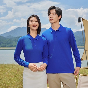 Поло риза с дълъг ръкав, свободна кройка, едноцветна, бродерия, дишащ памук 60%, цепка, без яка, за пролет и есен